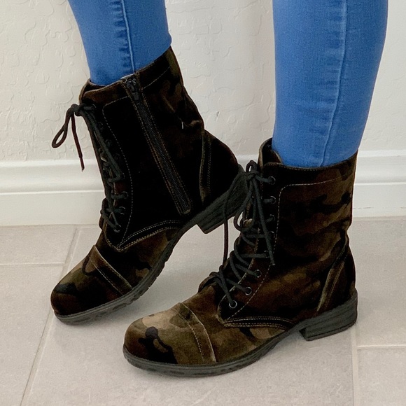 NIB Military Camo Lace Up Moto Combat Boots - Picture 5 of 7